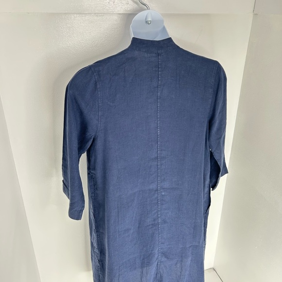 J. Jill Pure Jill Medium Tall Linen Duster Cardigan Navy Garment Dyed Oversized - Picture 9 of 13